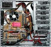 Inside a desktop computer case